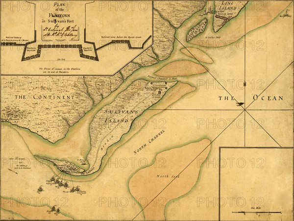 Attack on Moultrie on Sullivan's island South Carolina - 1776