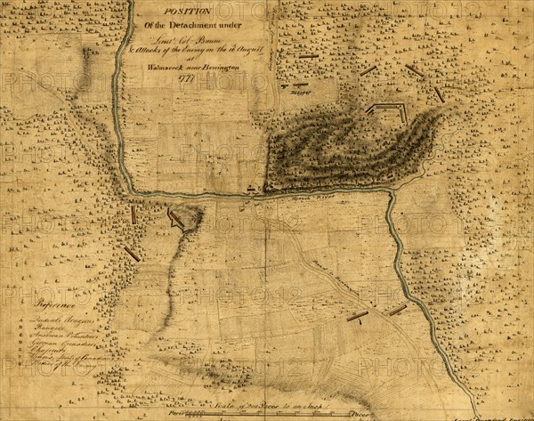Walmscock near Bennington showing the attacks of the enemy on the 16th August 1777