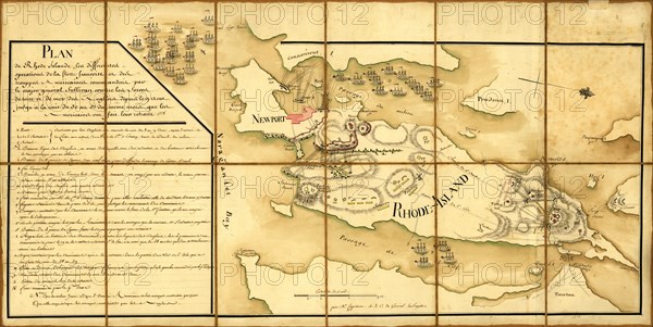 French Fleet & Colonial Troops under General Sullivan in Rhode Island - 1778