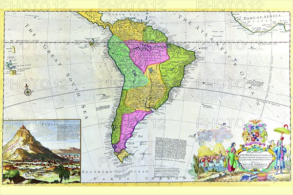 Antique Map of South America 1715