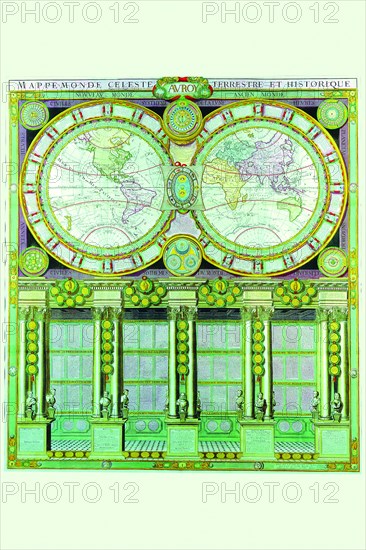 Mappe-Monde Celeste Terrestre et Historique; Stereographic Projection 1786