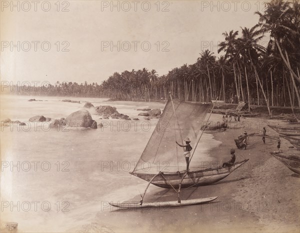 Fishing boat and crew, Sri Lanka