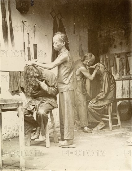 Inside a Chinese barber's shop