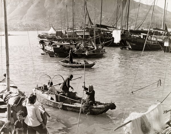 Sampans and junks in Aberdeen Harbour