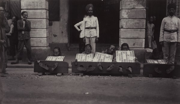 Petty criminals in the stocks, Hong Kong