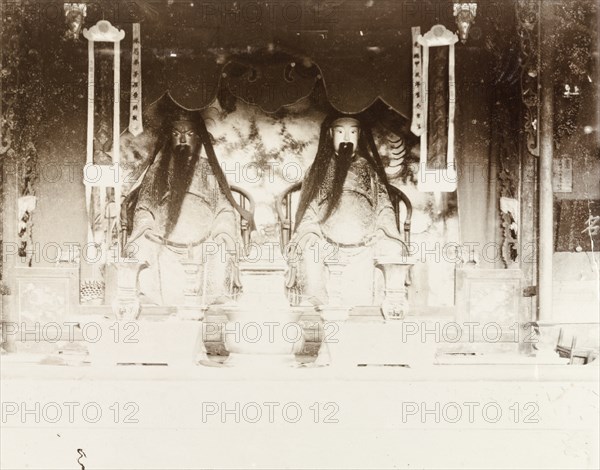 Statues of deities inside a Chinese Joss house