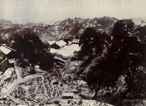 View of Mussoorie after a hail storm