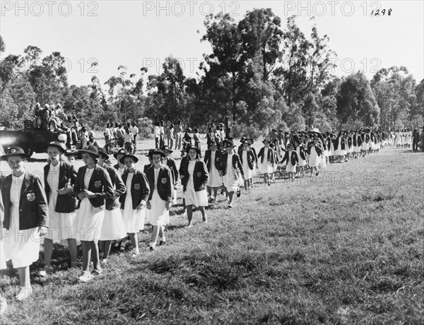 Convent schoolchildren at Government House during Royal visit to Kenya