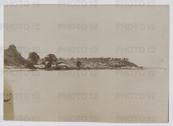 View of village across water