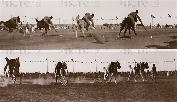 Sudanese cavalry in a 'tent-pegging' competition