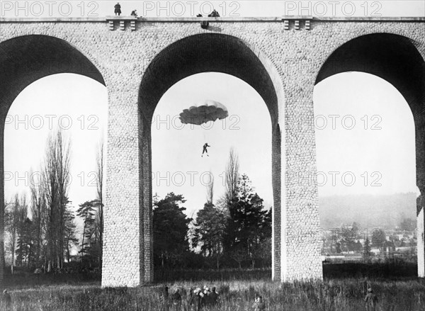 Parachute Jump From Bridge