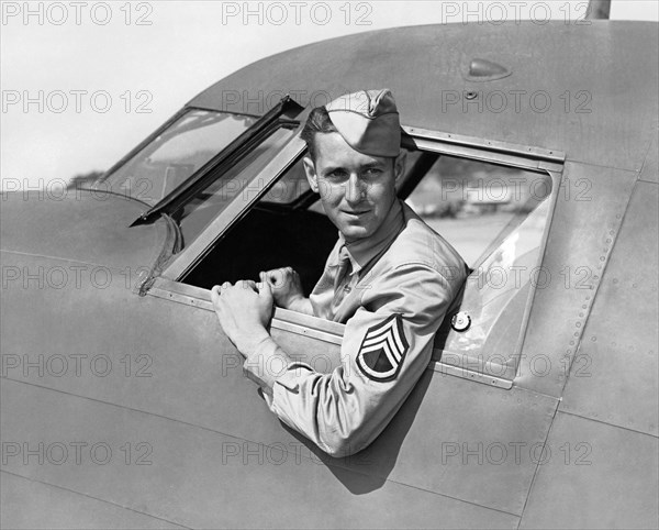 Army Pilot Looking Out Window