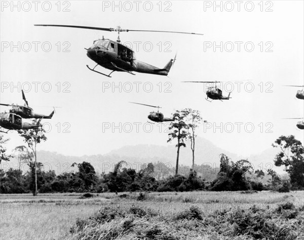 Flight Of Huey Gunships