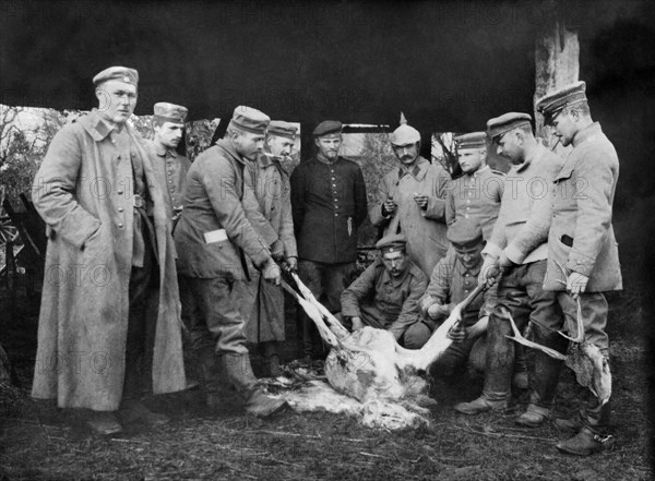 Soldiers Cleaning A Deer