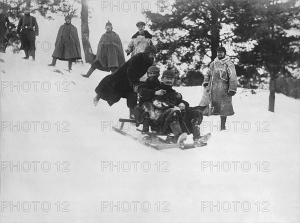 German Soldiers Sledding