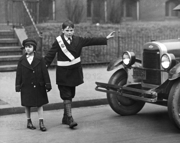 Crossing Guard Stops Traffic