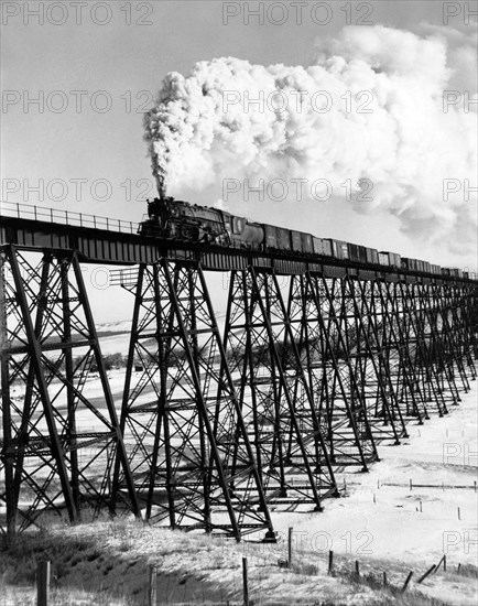 A Steam Engine On Trestle