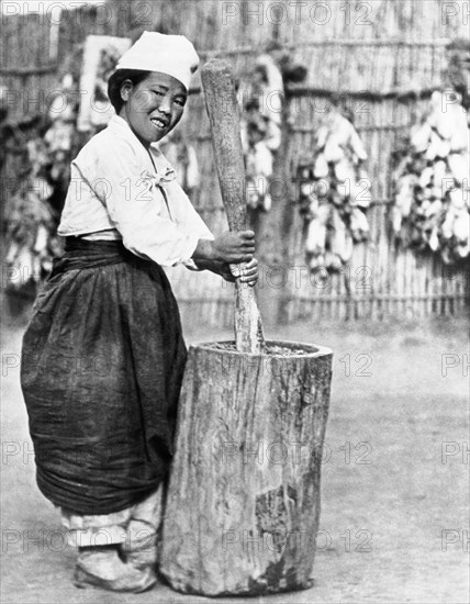 Korean Girl Making Miso