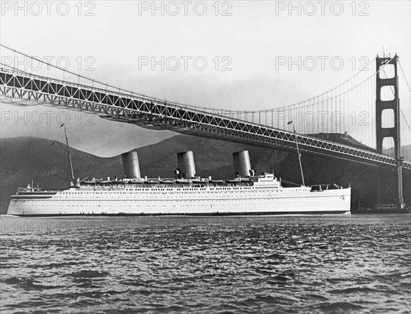 Cruise Ship Under SF Bridge