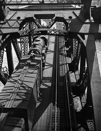 A Train Stopped On A Trestle