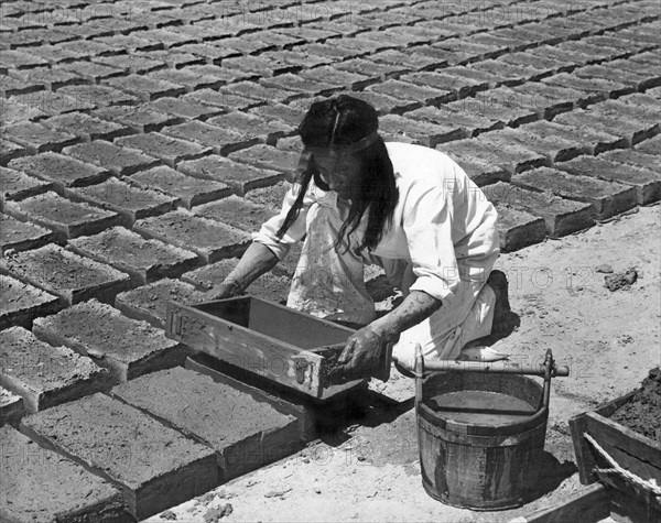 Indians Making Adobe Bricks