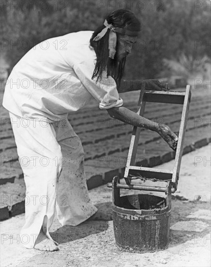 Indians Making Adobe Bricks