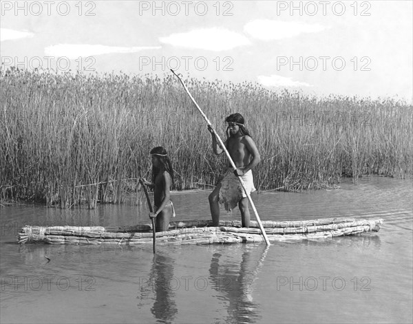 Yokuts Poling Tule Boats