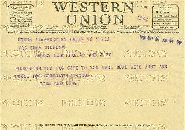 Congratulatory Telegram