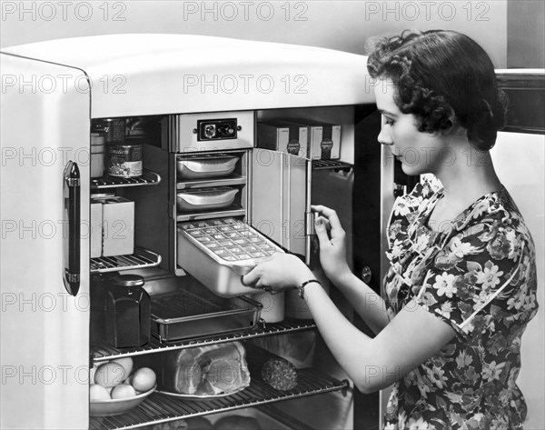 A Woman Making Ice Cubes