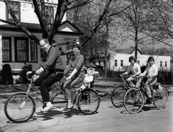 A Family On A Bicycle Ride