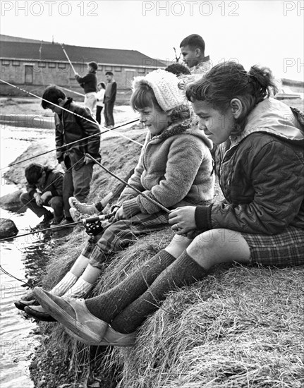 Mixed Ethnic Children Fishing