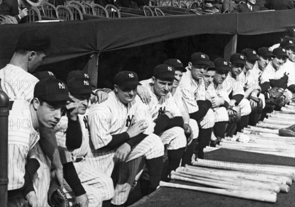 DiMaggio In Yankee Dugout