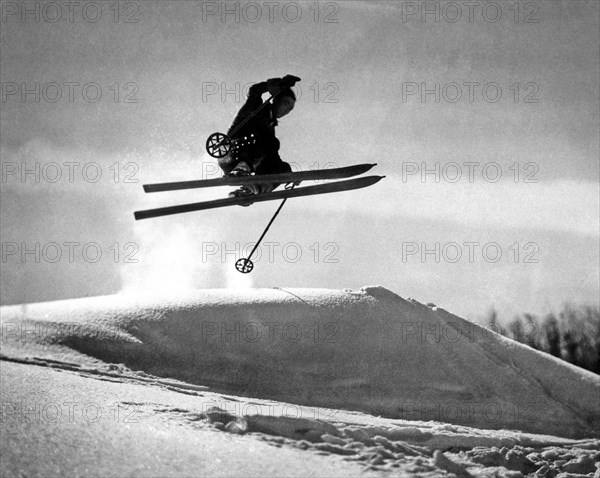 A Soaring Skier In Profile