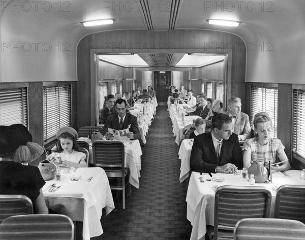 Diners In Railroad Dining Car
