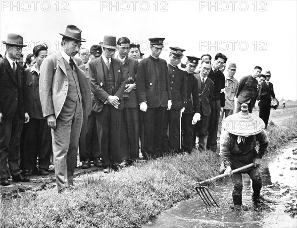 Emperor Hirohito Visits Farm