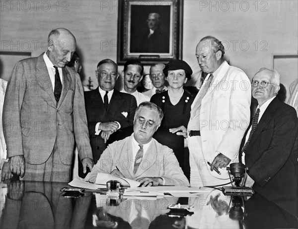 FDR Signs Social Security Bill
