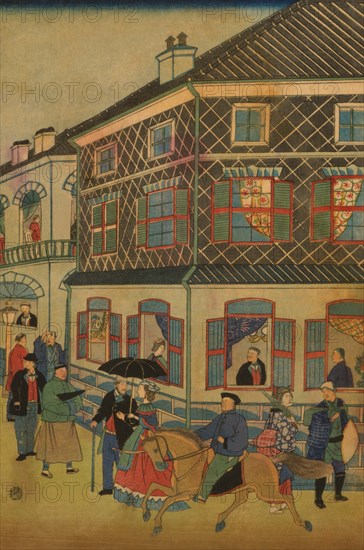 Foreign business district in Yokohama (Yokohama kaigan kakkoku sho¯kan zu) #1 1871