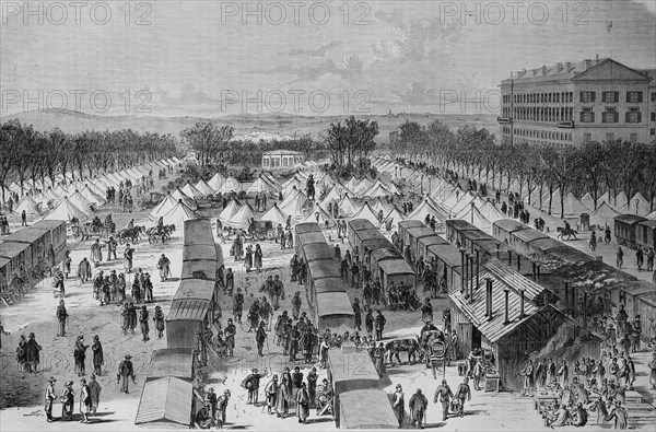 Tent and railway wagon hospital
