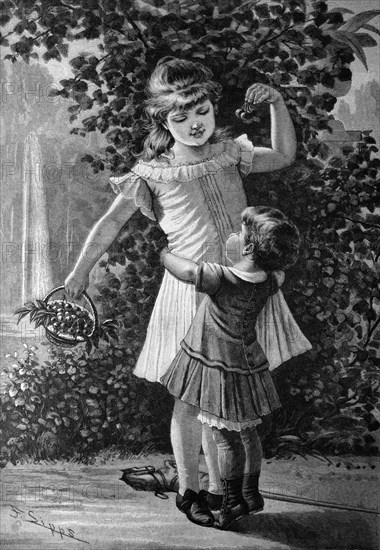 Children with cherries