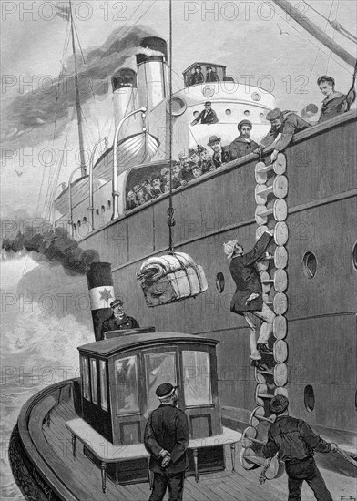 Passengers boarding a ship,