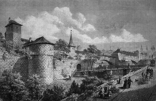 Bastion and moat at hallertor in nuremberg