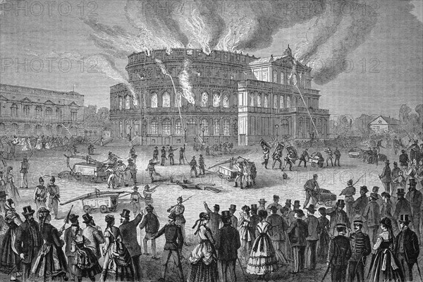 Hoftheater in dresden in flames