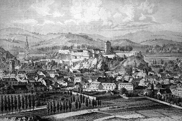 View over the pilgrimage town of lourdes