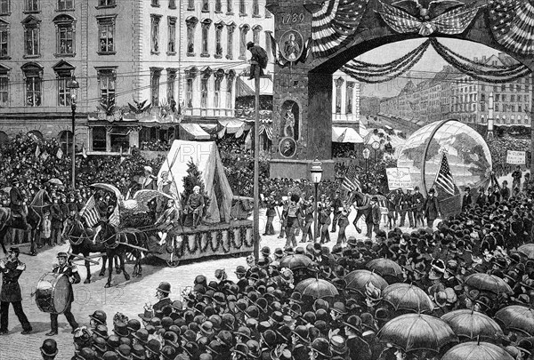 Parade on 1st may 1888 in new york