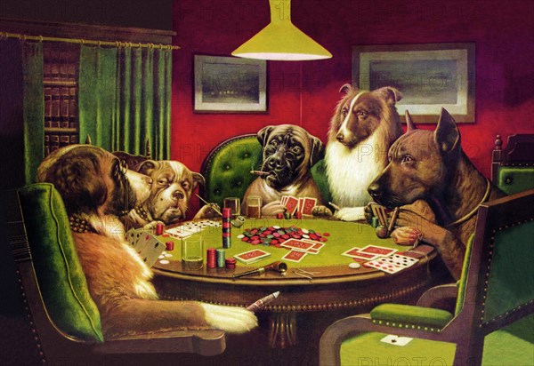 Dog Poker - "Is the St. Bernard Bluffing?" 1903