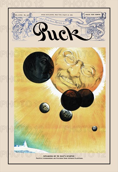 Puck Magazine: "Speaking of Today's Eclipse..." 1900