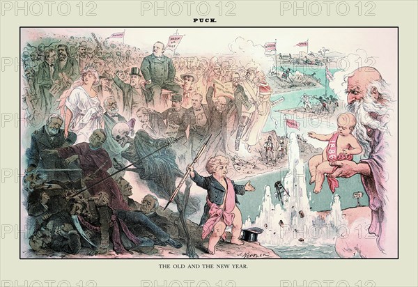 Puck Magazine: The Old and the New Year 1886