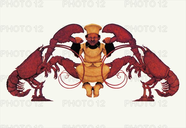 Chef and a Pair of Lobsters 1925