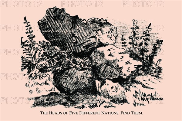 The Heads of Five Different Nations. Find Them. 1880