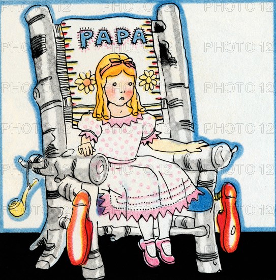 Goldilock tries Papa Bear's chair 1938